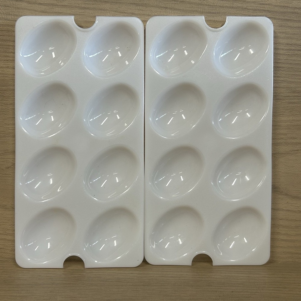 Set of 2 Tupperware White Replacement Deviled Egg Tray Carrier Inserts #665